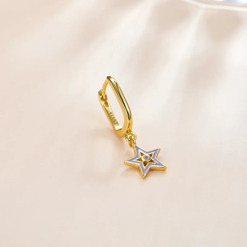 (imagine pentru) Cercei lungi Tip Pandora cu Stea stralucitoare placat cu aur de 14 k - SCE1077-V - Vizualizare 2