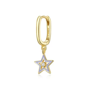 (imagine pentru) Cercei lungi Tip Pandora cu Stea stralucitoare placat cu aur de 14 k - SCE1077-VT