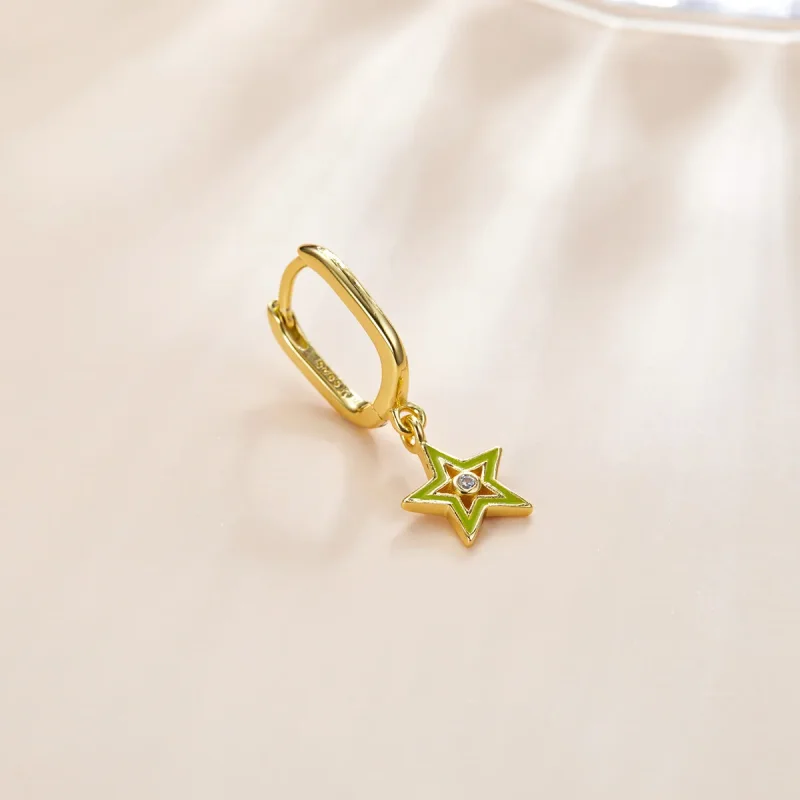 (imagine pentru) Cercei lungi Tip Pandora cu Stea stralucitoare placat cu aur de 14 k - SCE1077-Y - Vizualizare 2