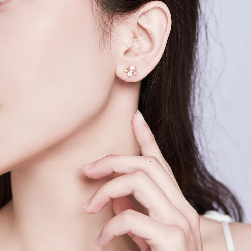 (imagine pentru) Cercei Tip Pandora cu Albine din aur rose - SCE643 - Vizualizare 7