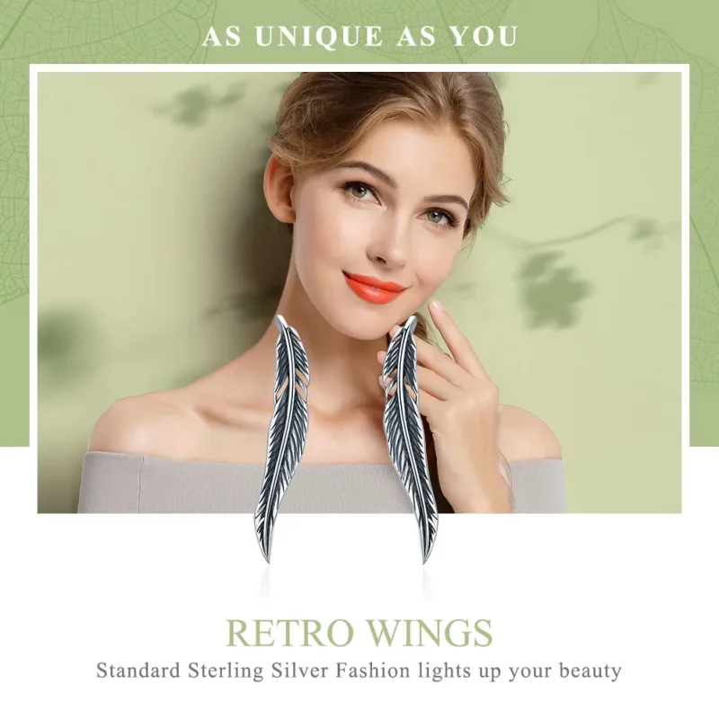 (imagine pentru) Cercei Tip Pandora cu Aripi retro din argint - SCE258 - Vizualizare 2