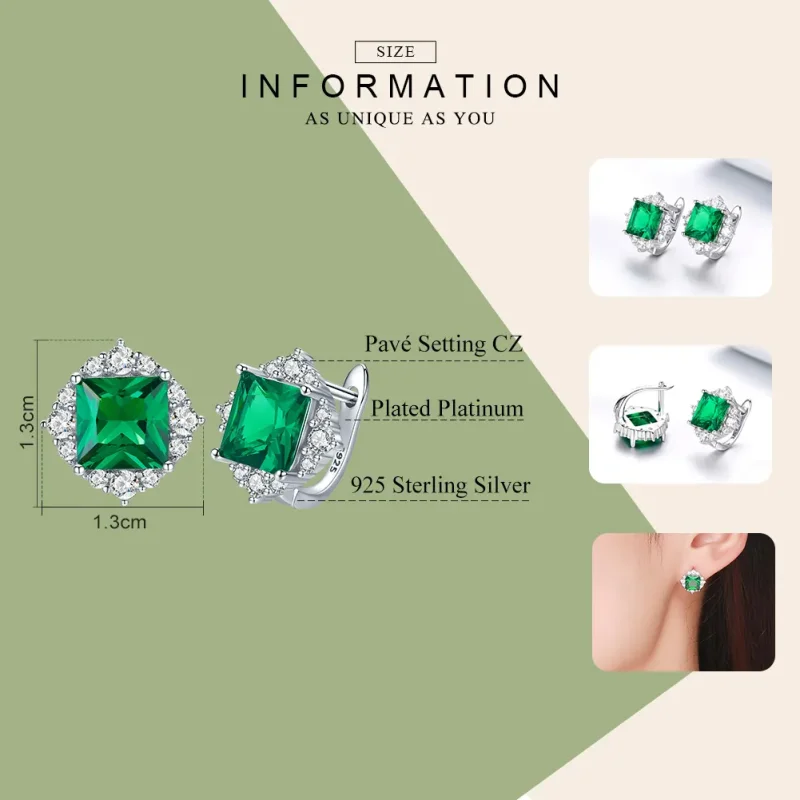(imagine pentru) Cercei Tip Pandora cu Aurora verde din argint - SCE540 - Vizualizare 3