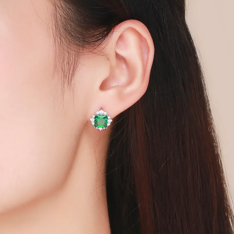 (imagine pentru) Cercei Tip Pandora cu Aurora verde din argint - SCE540 - Vizualizare 4
