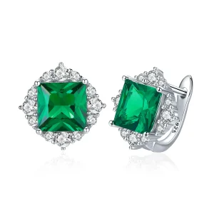 (imagine pentru) Cercei Tip Pandora cu Aurora verde din argint - SCE540