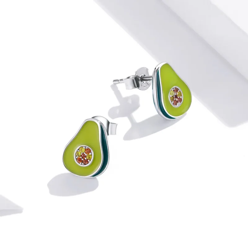 (imagine pentru) Cercei Tip Pandora cu Avocado din argint - SCE1015 - Vizualizare 2