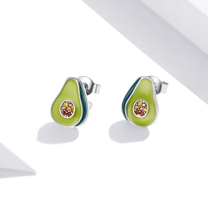 (imagine pentru) Cercei Tip Pandora cu Avocado din argint - SCE1015 - Vizualizare 3