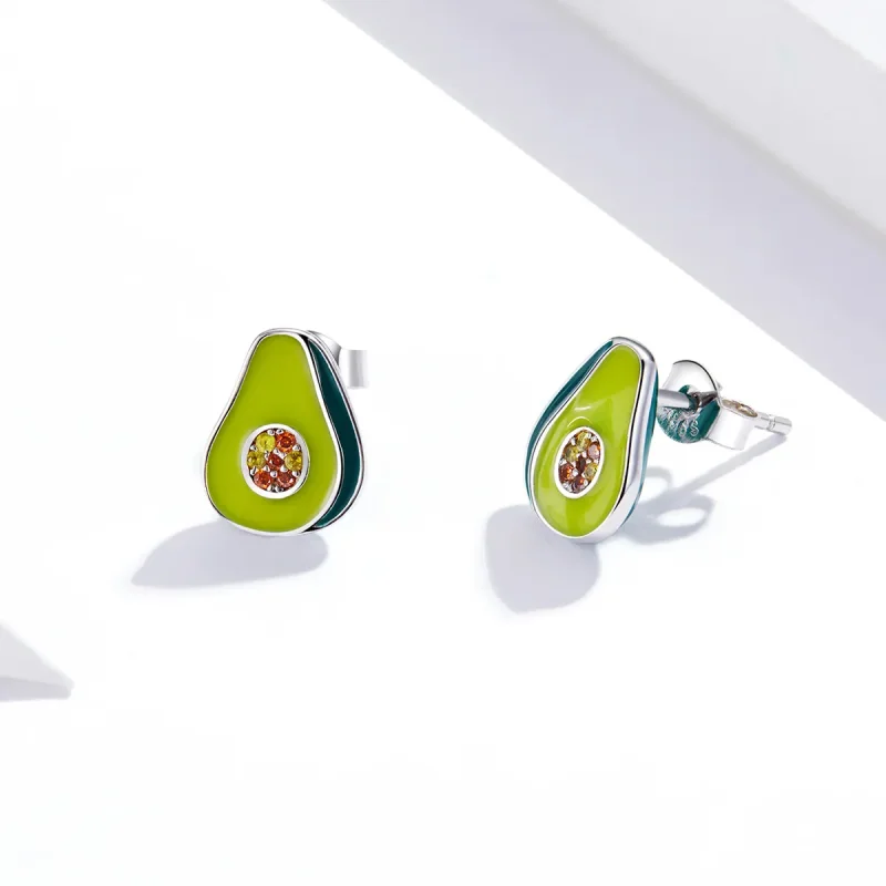 (imagine pentru) Cercei Tip Pandora cu Avocado din argint - SCE1015 - Vizualizare 4