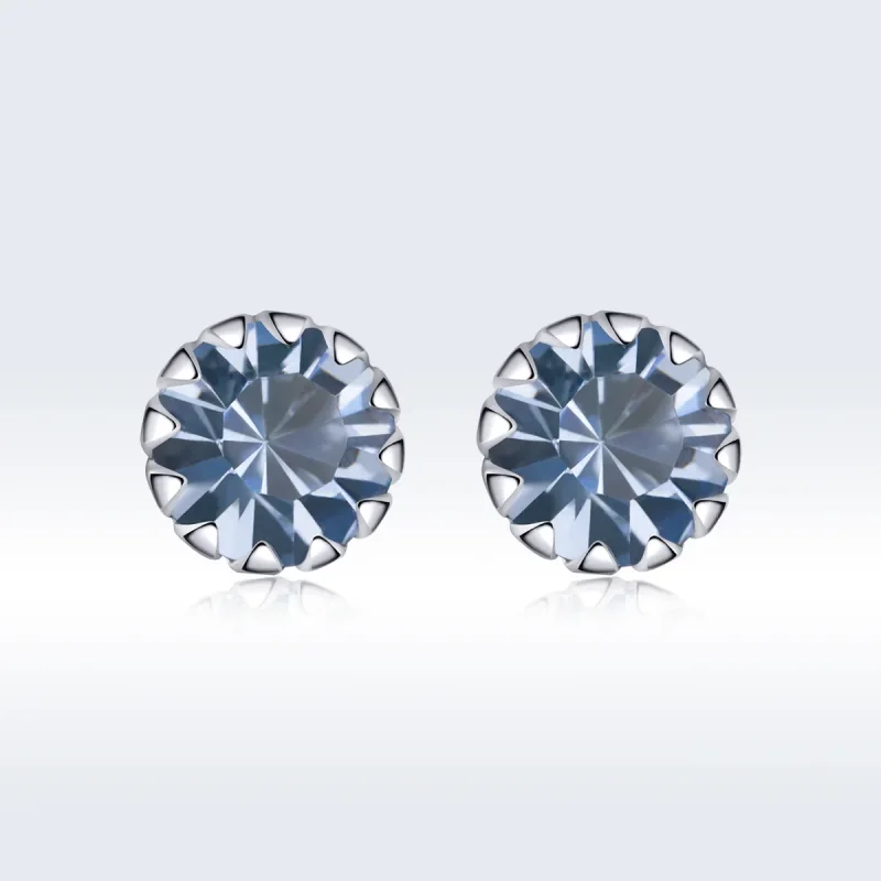 (imagine pentru) Cercei Tip Pandora cu Birthstone martie din argint - SCE862-3 - Vizualizare 3