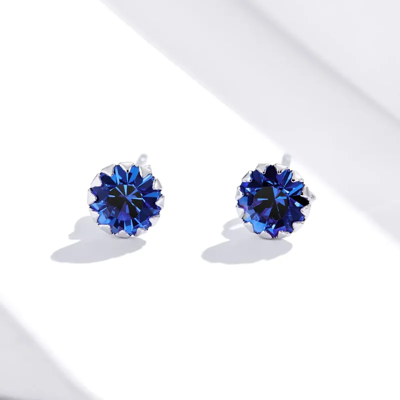 (imagine pentru) Cercei Tip Pandora cu Birthstone septembrie din argint - SCE862-9 - Vizualizare 2