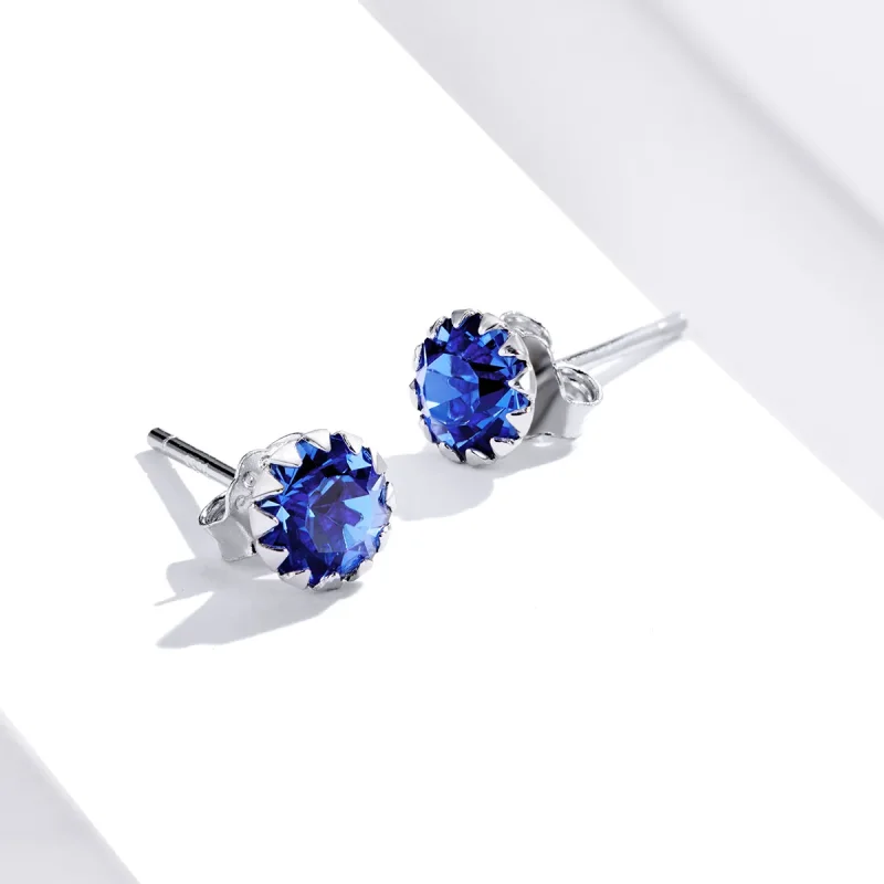 (imagine pentru) Cercei Tip Pandora cu Birthstone septembrie din argint - SCE862-9 - Vizualizare 4