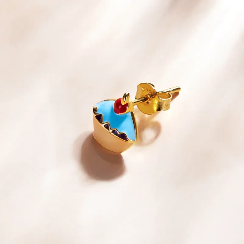 (imagine pentru) Cercei Tip Pandora cu Briose placat cu aur de 14 k - SCE1161 - Vizualizare 3