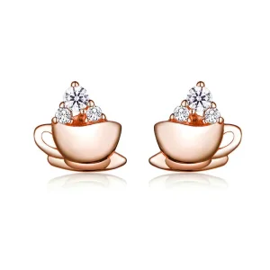 (imagine pentru) Cercei Tip Pandora cu Cafea de după-amiază din aur rose - SCE592
