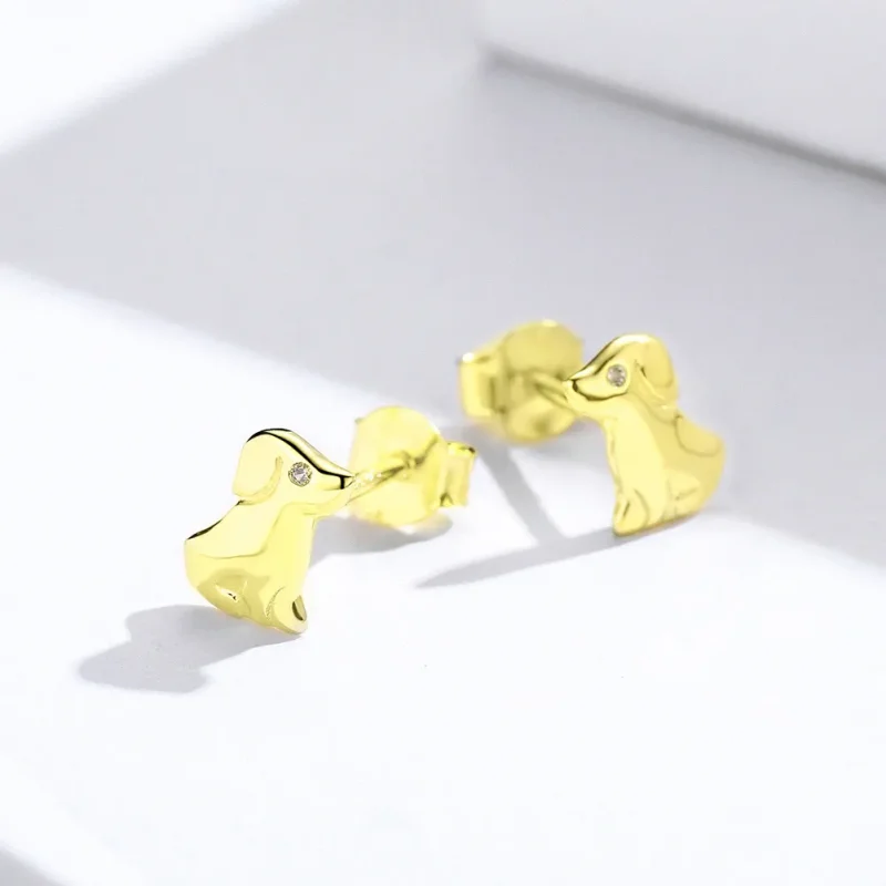 (imagine pentru) Cercei Tip Pandora cu Cățeluș placat cu aur de 14 k - SCE584-C - Vizualizare 2