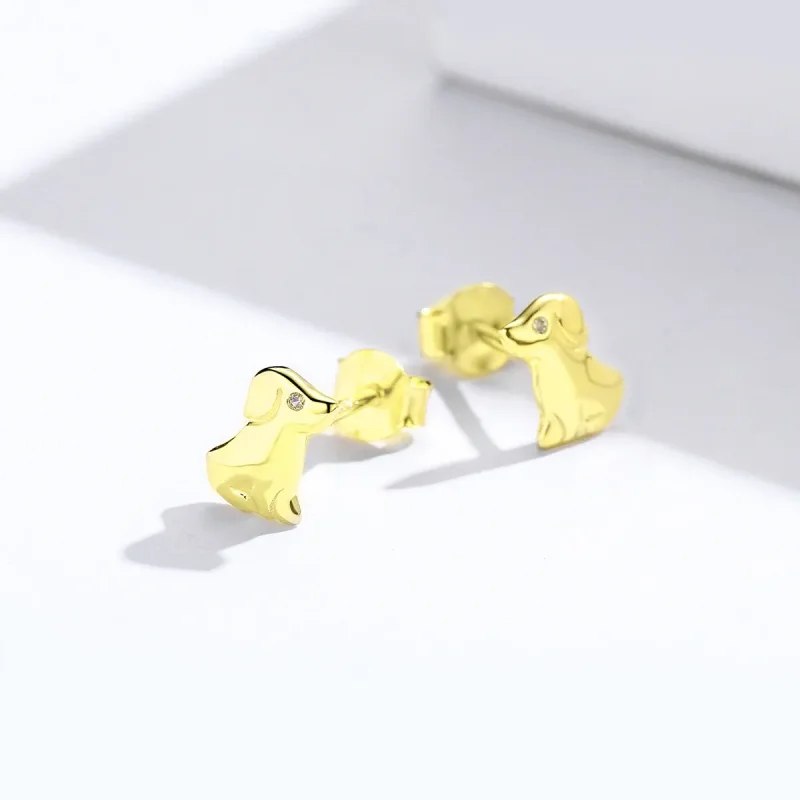 (imagine pentru) Cercei Tip Pandora cu Cățeluș placat cu aur de 14 k - SCE584-C - Vizualizare 4
