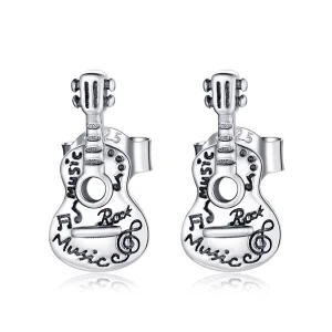 (imagine pentru) Cercei Tip Pandora cu Chitara vintage din argint - SCE1155