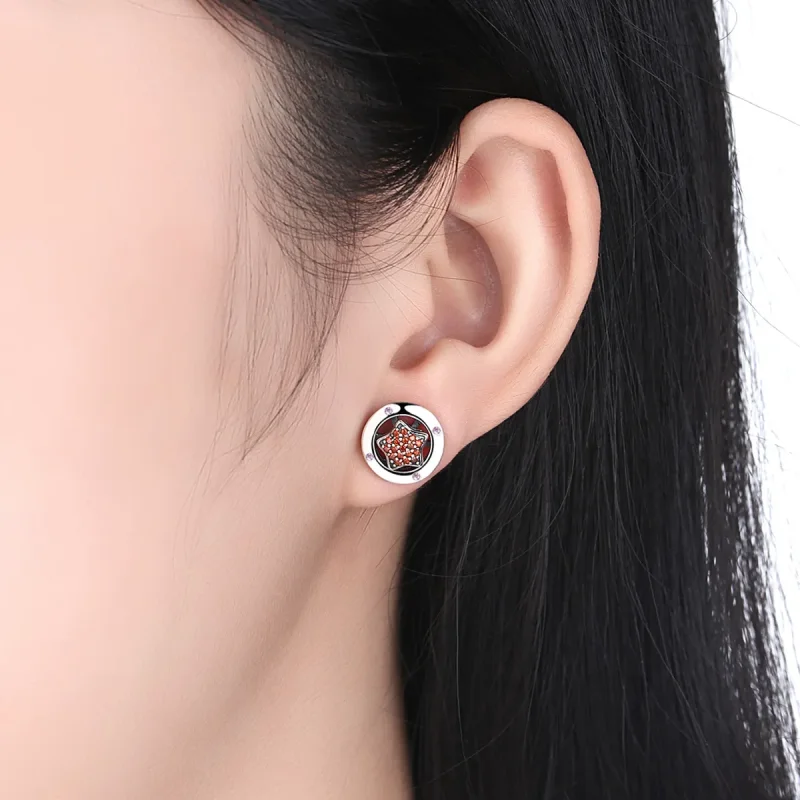 (imagine pentru) Cercei Tip Pandora cu Clasic Shiny din argint - SCE032-1W - Vizualizare 4
