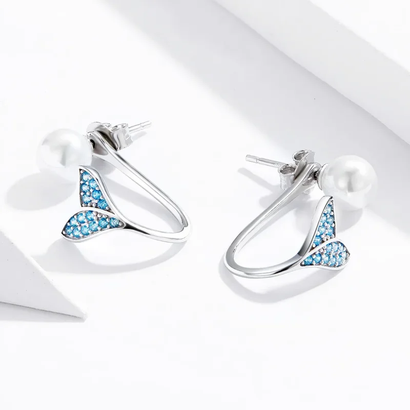 (imagine pentru) Cercei Tip Pandora cu Coada sirenei din argint - SCE761 - Vizualizare 3