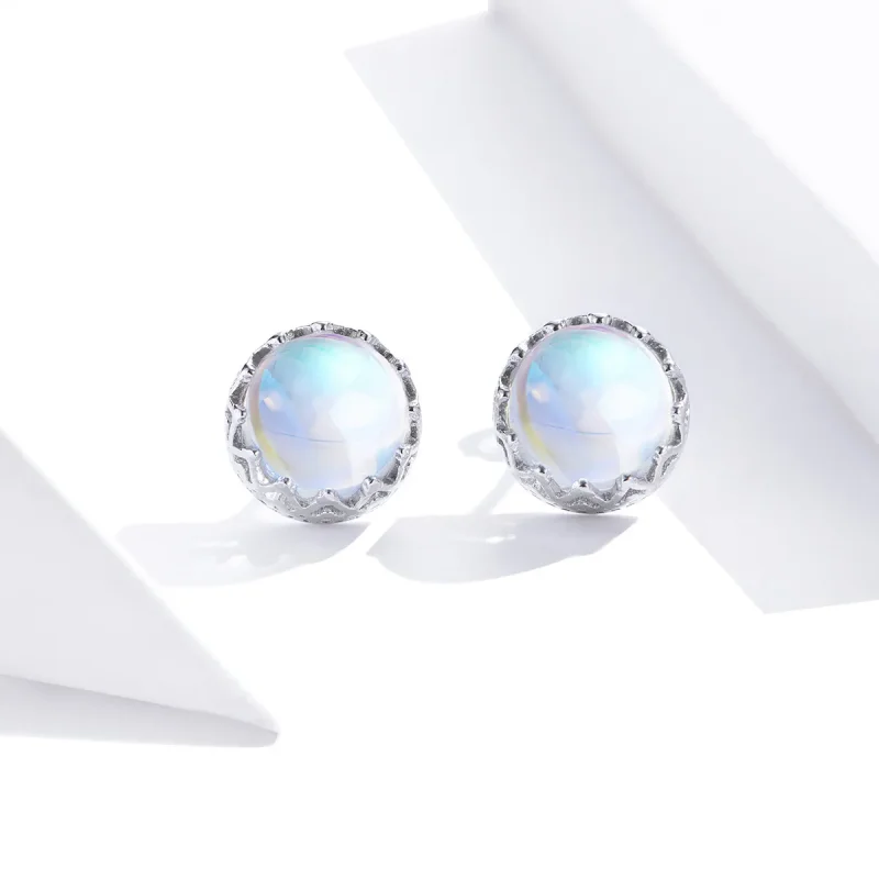 (imagine pentru) Cercei Tip Pandora cu Crown Moonstone din argint - SCE877 - Vizualizare 2