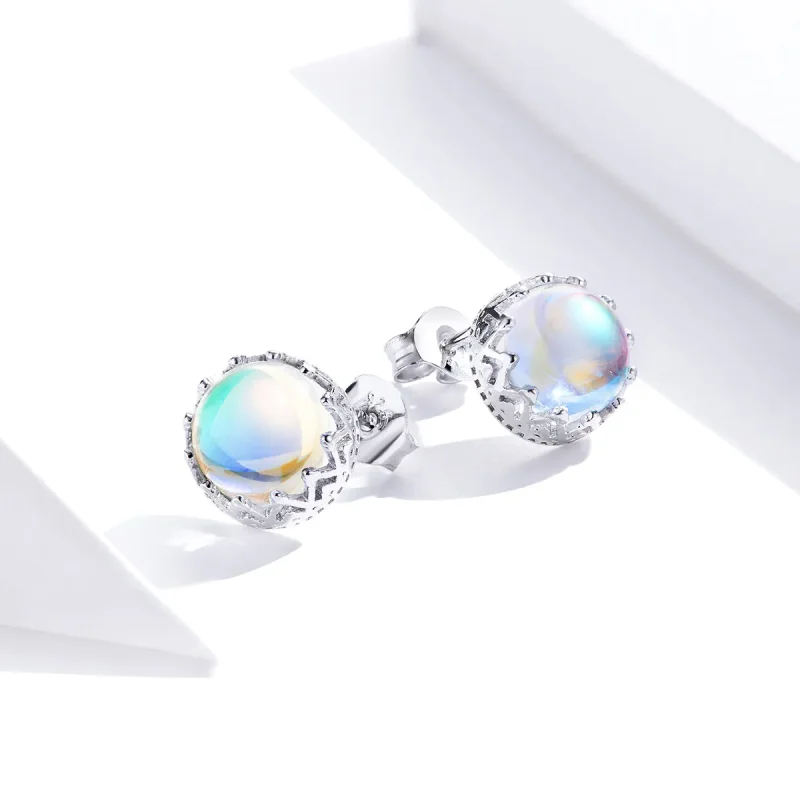 (imagine pentru) Cercei Tip Pandora cu Crown Moonstone din argint - SCE877 - Vizualizare 3
