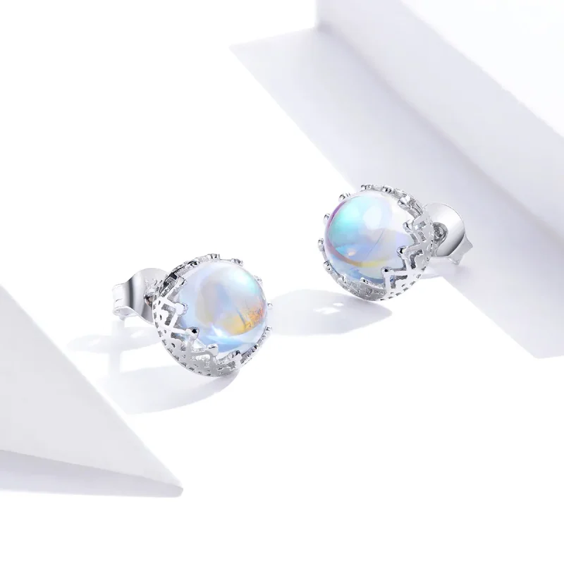 (imagine pentru) Cercei Tip Pandora cu Crown Moonstone din argint - SCE877 - Vizualizare 4