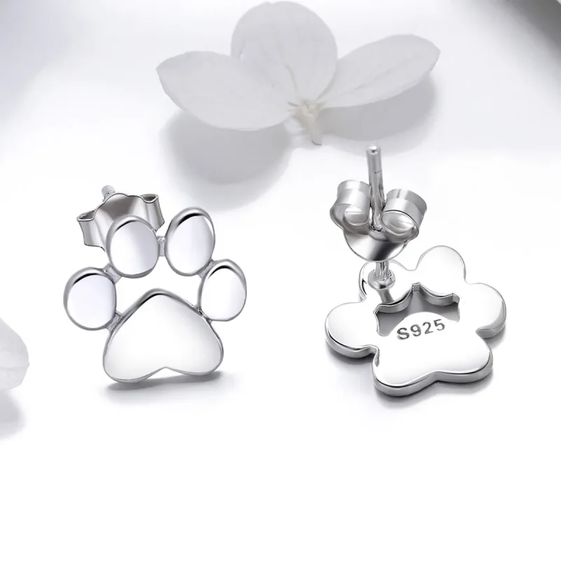 (imagine pentru) Cercei Tip Pandora cu Cute Paw din argint - SCE407-2 - Vizualizare 4