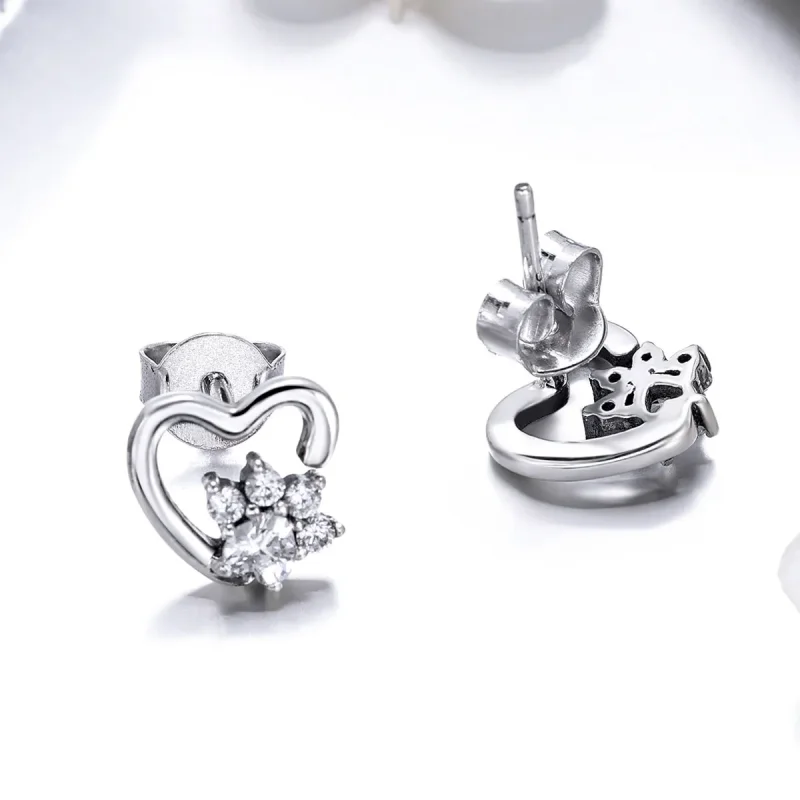 (imagine pentru) Cercei Tip Pandora cu Cute Paw Paw din argint - SCE415 - Vizualizare 3