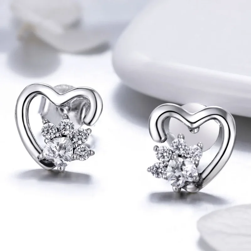 (imagine pentru) Cercei Tip Pandora cu Cute Paw Paw din argint - SCE415 - Vizualizare 4