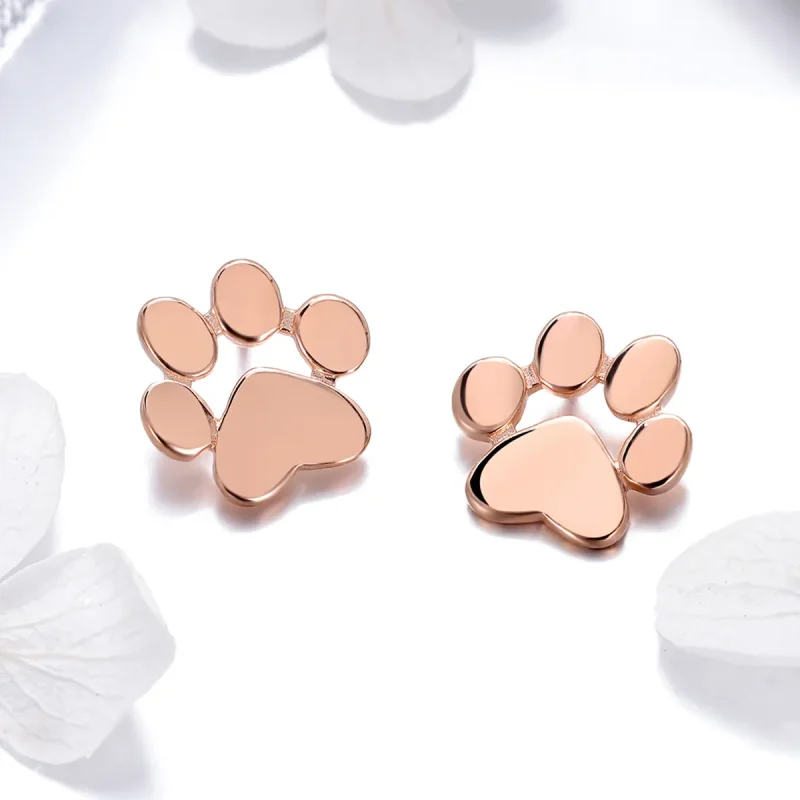 (imagine pentru) Cercei Tip Pandora cu Cute Paw Paw din aur rose - SCE407-3 - Vizualizare 2