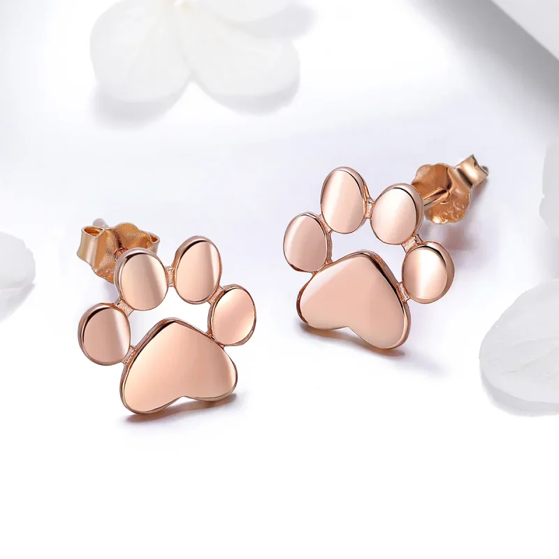 (imagine pentru) Cercei Tip Pandora cu Cute Paw Paw din aur rose - SCE407-3 - Vizualizare 3
