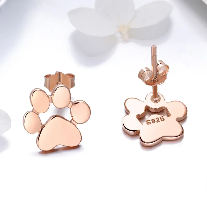 (imagine pentru) Cercei Tip Pandora cu Cute Paw Paw din aur rose - SCE407-3 - Vizualizare 4