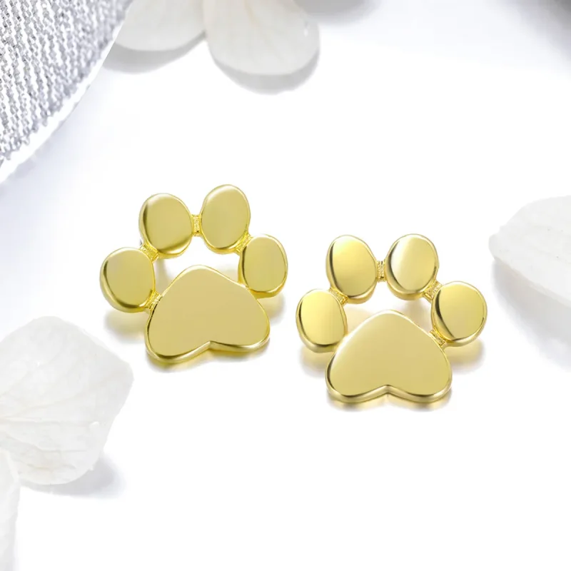 (imagine pentru) Cercei Tip Pandora cu Cute Paw Mark placat cu aur de 14 k - SCE407-4 - Vizualizare 2