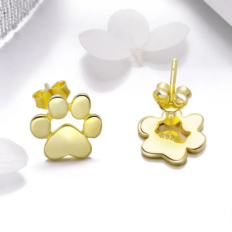 (imagine pentru) Cercei Tip Pandora cu Cute Paw Mark placat cu aur de 14 k - SCE407-4 - Vizualizare 4