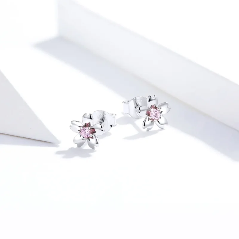 (imagine pentru) Cercei Tip Pandora cu Daisy Flower Stud din argint - SCE784 - Vizualizare 2