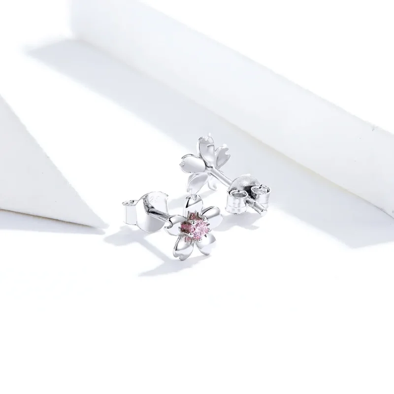 (imagine pentru) Cercei Tip Pandora cu Daisy Flower Stud din argint - SCE784 - Vizualizare 3