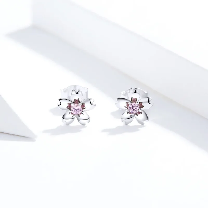 (imagine pentru) Cercei Tip Pandora cu Daisy Flower Stud din argint - SCE784 - Vizualizare 4