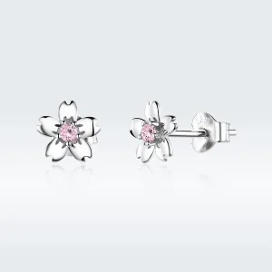 (imagine pentru) Cercei Tip Pandora cu Daisy Flower Stud din argint - SCE784