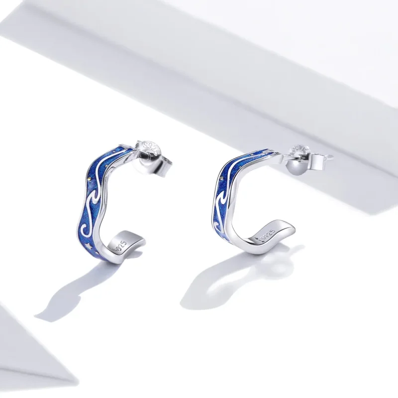 (imagine pentru) Cercei Tip Pandora cu Model de stea albastră din argint - SCE1029 - Vizualizare 3