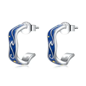 (imagine pentru) Cercei Tip Pandora cu Model de stea albastră din argint - SCE1029