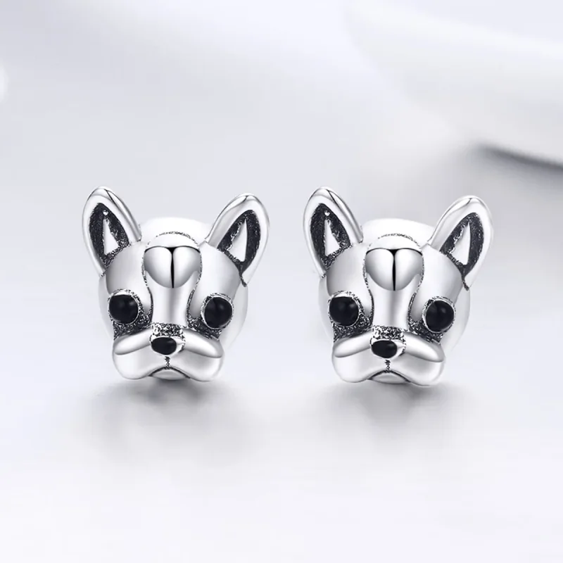 (imagine pentru) Cercei Tip Pandora cu Drăguț Bulldog din argint - SCE283 - Vizualizare 4