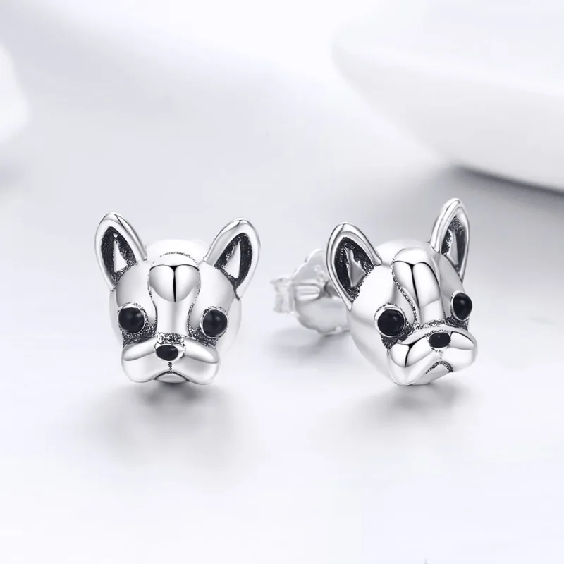(imagine pentru) Cercei Tip Pandora cu Drăguț Bulldog din argint - SCE283 - Vizualizare 5