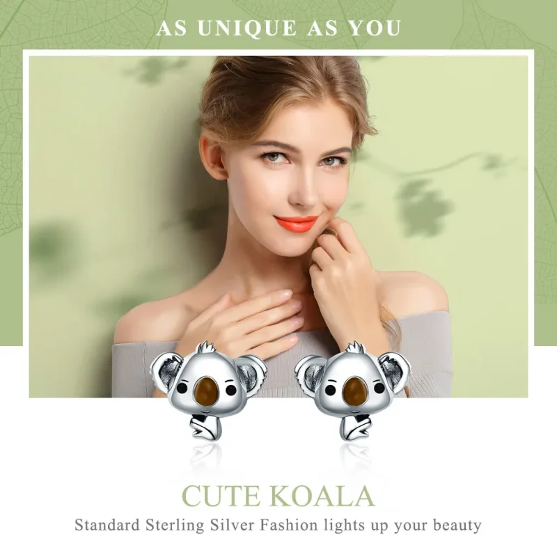 (imagine pentru) Cercei Tip Pandora cu Drăguț Koala din argint - SCE381 - Vizualizare 2