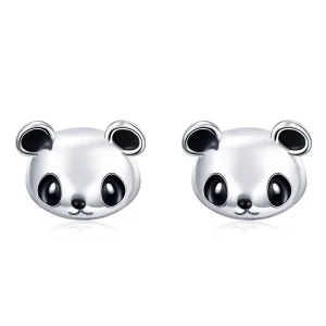 (imagine pentru) Cercei Tip Pandora cu Drăguț Panda din argint - SCE386