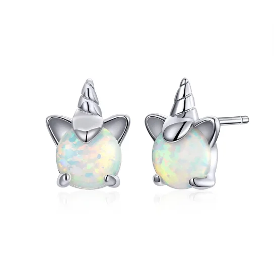(imagine pentru) Cercei Tip Pandora cu Drăguț Unicorn din argint - SCE737