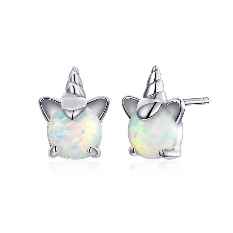 (imagine pentru) Cercei Tip Pandora cu Drăguț Unicorn din argint - SCE737