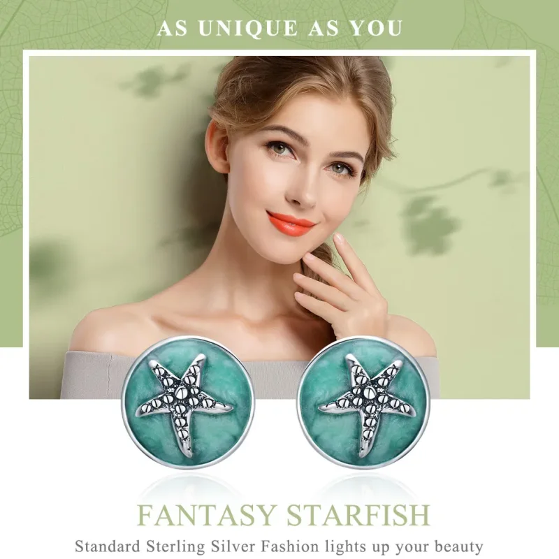 (imagine pentru) Cercei Tip Pandora cu Fantezie Starfish din argint - SCE205 - Vizualizare 2