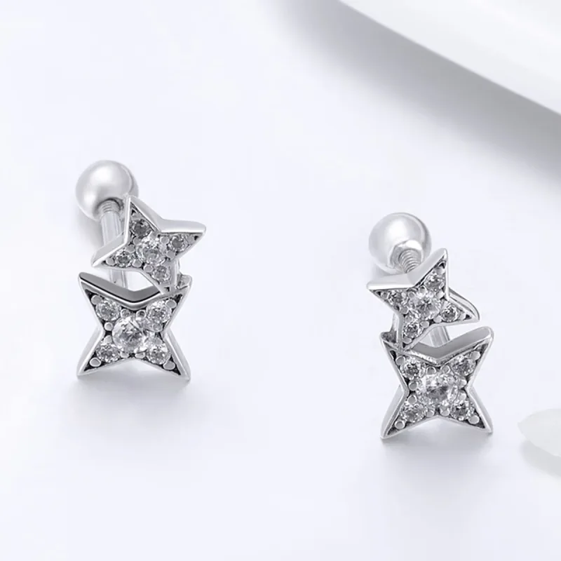 (imagine pentru) Cercei Tip Pandora cu Fascinant Starlight din argint - SCE432 - Vizualizare 2