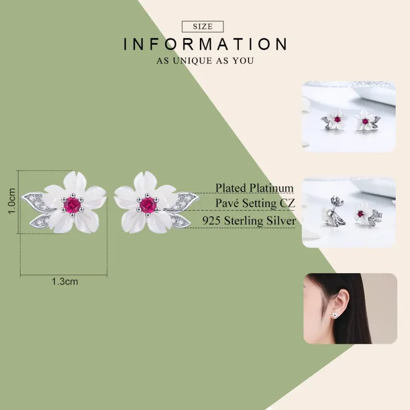 (imagine pentru) Cercei Tip Pandora cu floare de cires din argint - BSE055 - Vizualizare 7