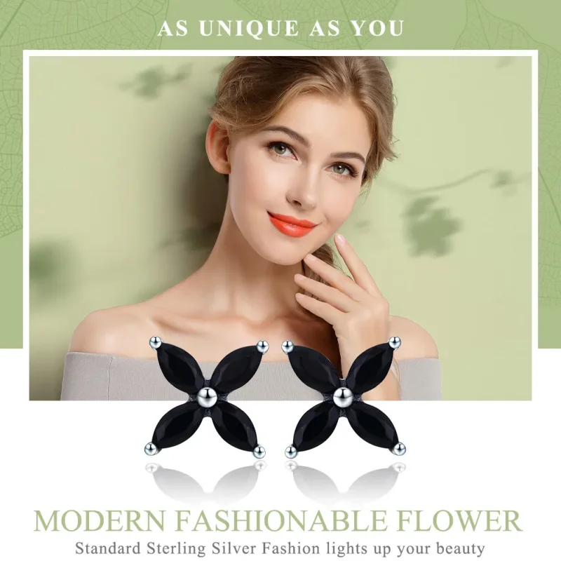 (imagine pentru) Cercei Tip Pandora cu Floare la modă modernă din argint - SCE362 - Vizualizare 2