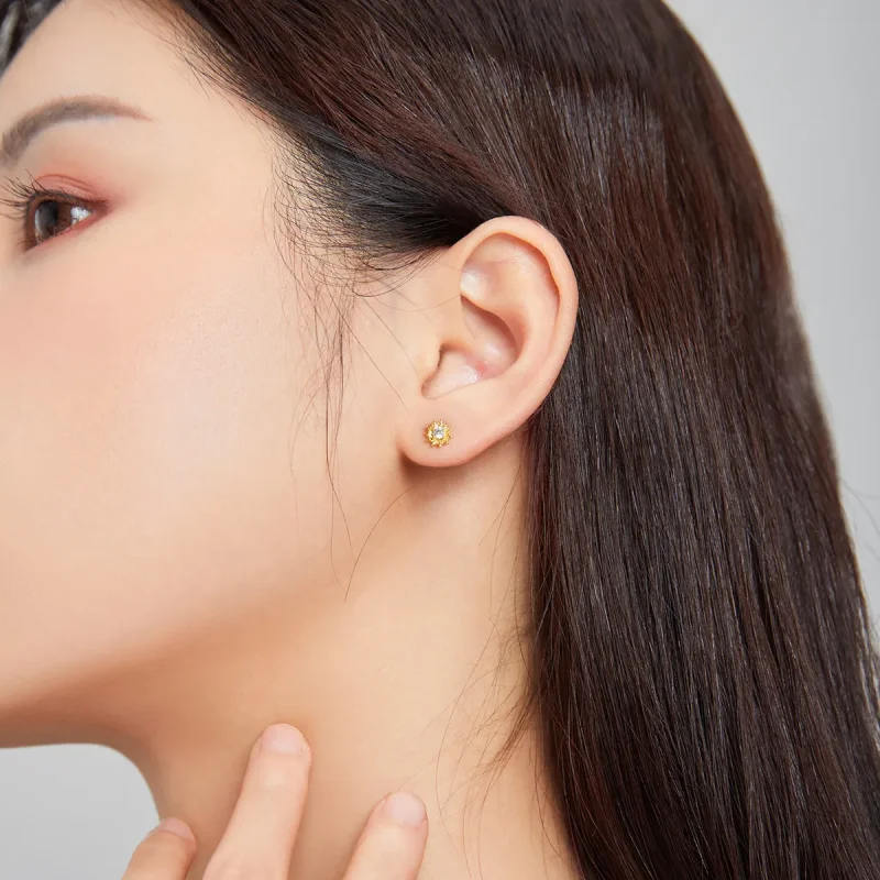 (imagine pentru) Cercei Tip Pandora cu Floarea soarelui placat cu aur de 14 k - SCE1057 - Vizualizare 7