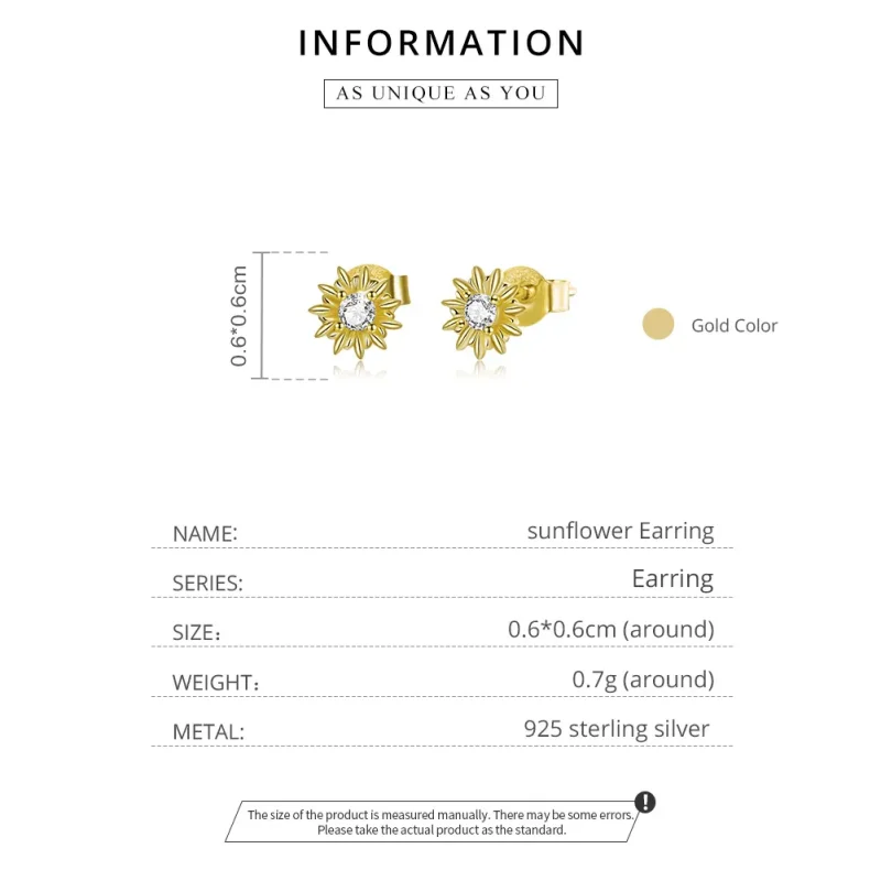 (imagine pentru) Cercei Tip Pandora cu Floarea soarelui placat cu aur de 14 k - SCE1057 - Vizualizare 8